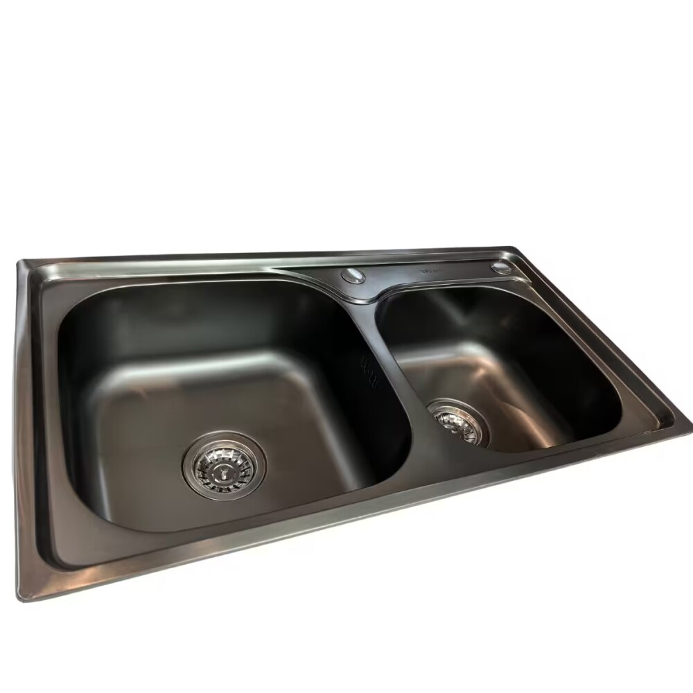Pileta Doble cocina negra acero inox. 78x43x19 cm Pileta Doble Cocina Negra Acero Inox. 78x43x19 Cm