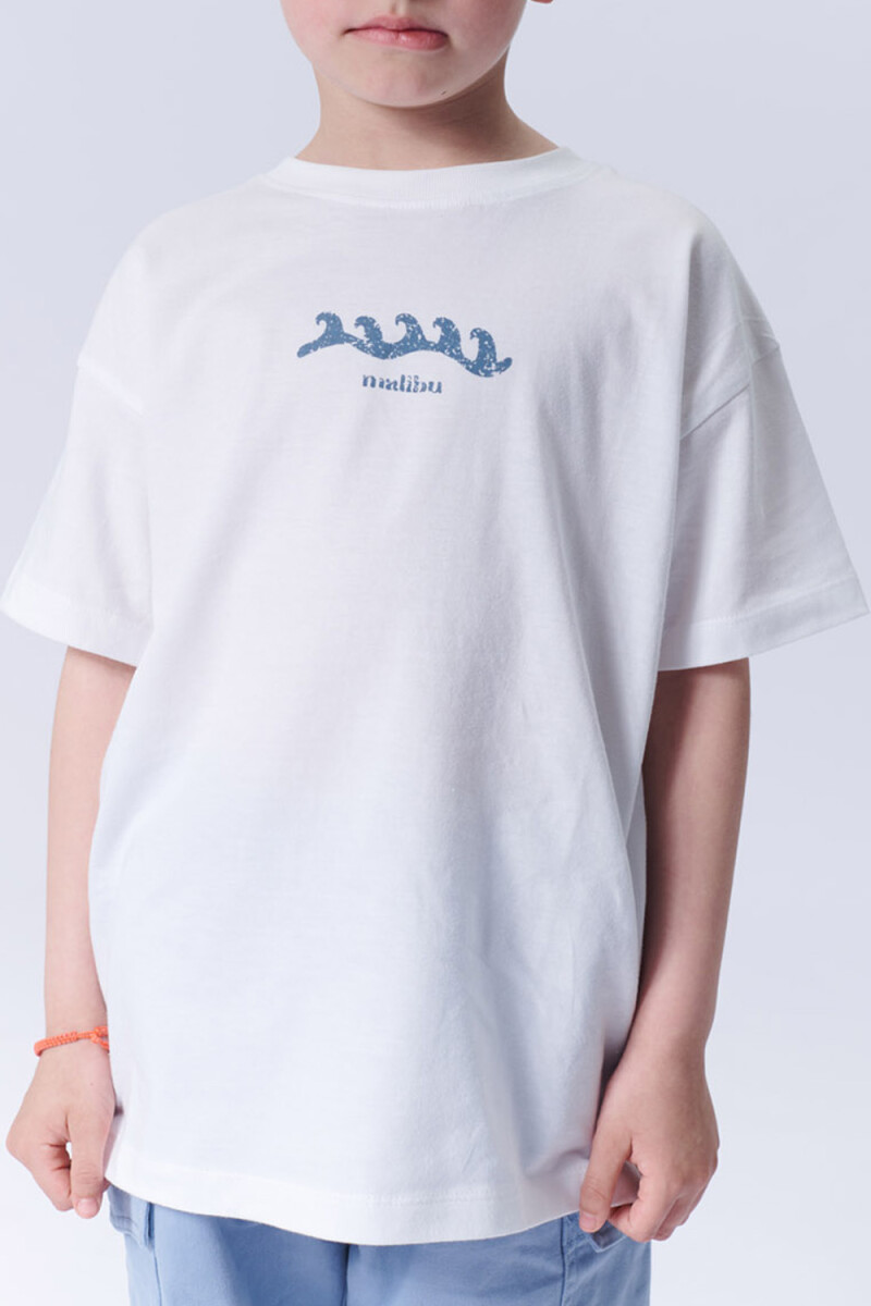 Remera Estampa Olas Blanca