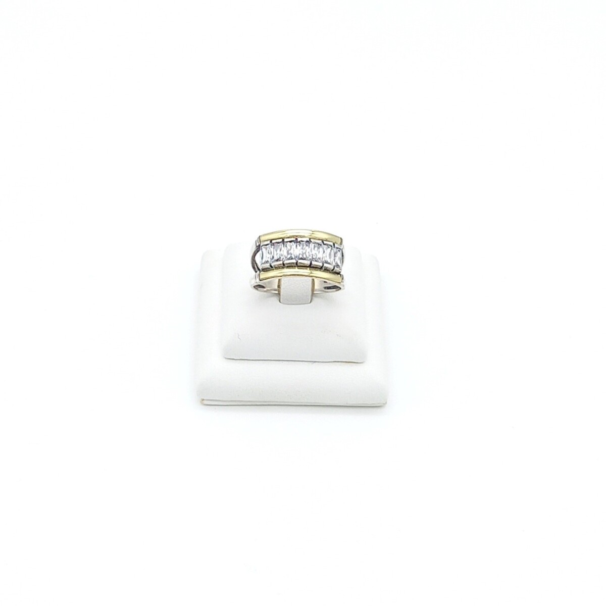 Anillo de plata 925, double en oro 18 ktes y circonias. 