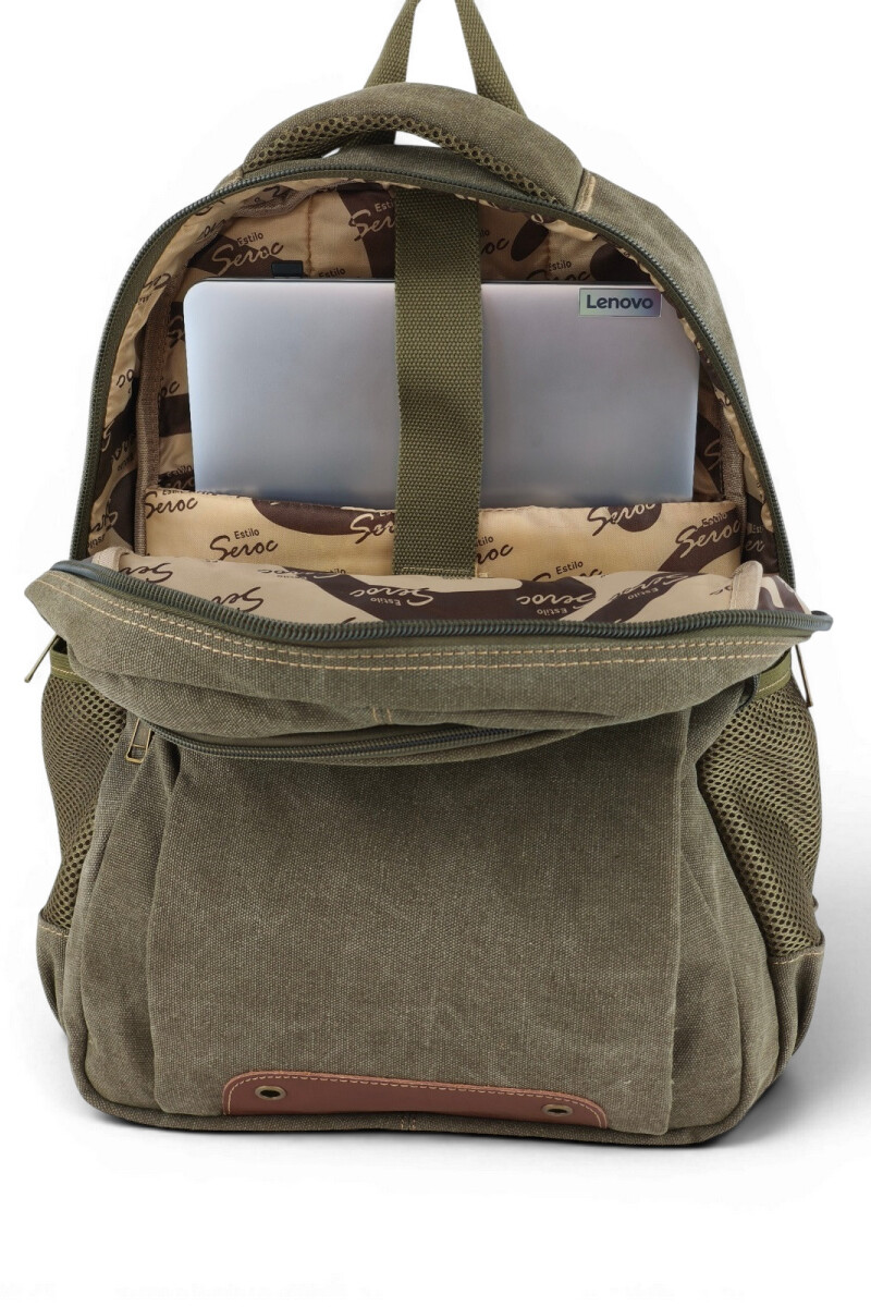 Mochila porta laptop de lona Verde