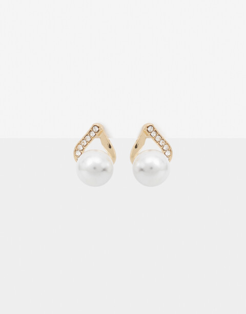 Aros Pasantes Perla Aros Gota Con Perla - Dorado