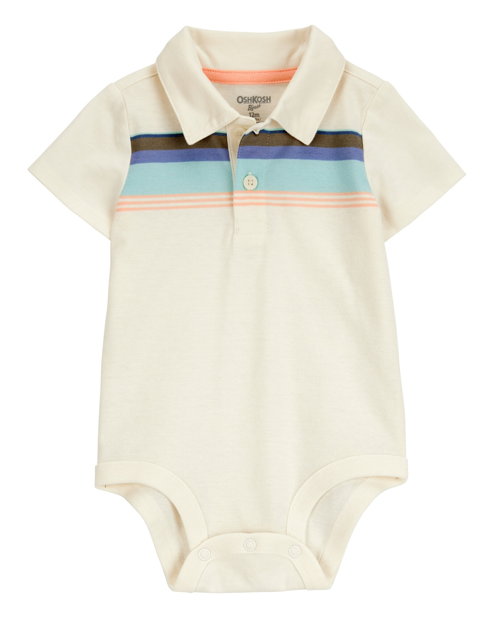 Body polo de algodón, diseño a rayas Sin color