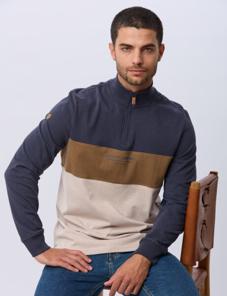REMERA POLO RAYADA DE ALGODÓN Azul
