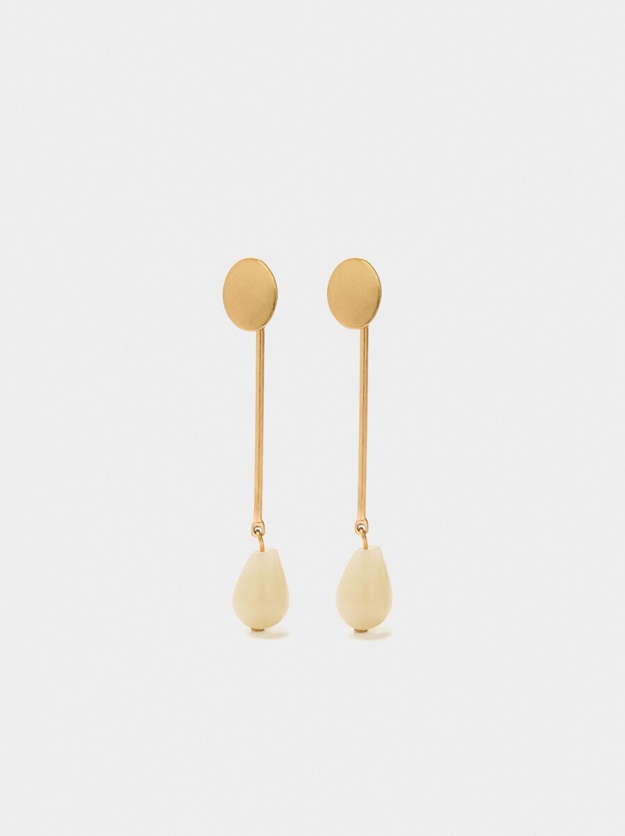 Pendientes Largos Con Gota - beige 