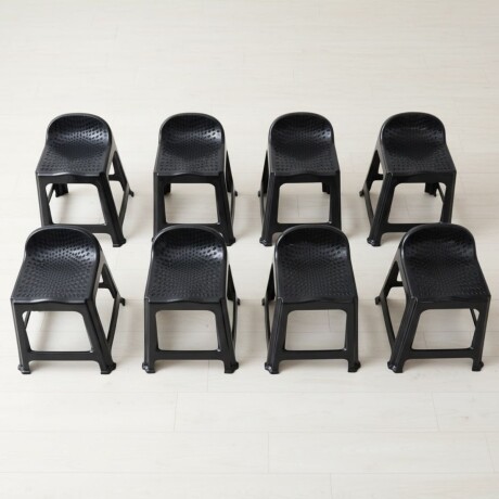 Set x8 Banqueta con respaldo apilable resistente NEGRO