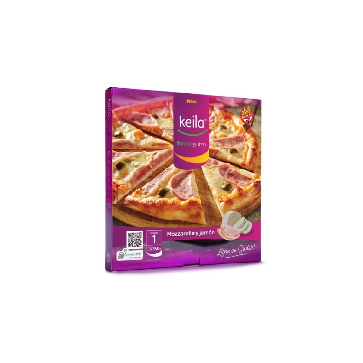 Pizza sin TACC c/muzzarela y jamón Keila - 1 ud - 360 gr 