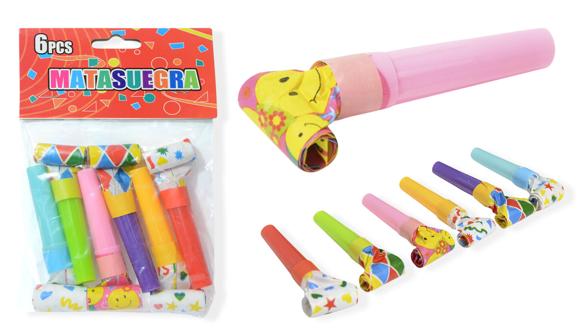 Set de 6 cornetas cotillon 