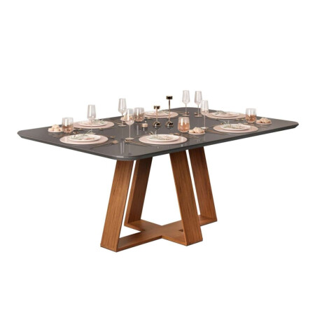 Juego De Comedor 6 Sillas + Mesa Vidrio Celeste Marron | Gris