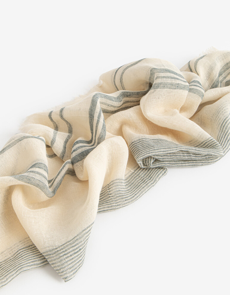 Pashminas Pashmina Rayada Con Flecos - Combinacion Bicolor