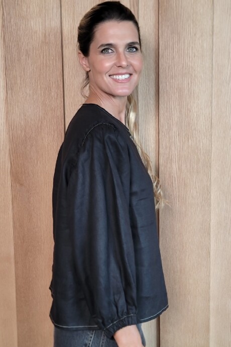 Camisa Melón Puro Lino Negro