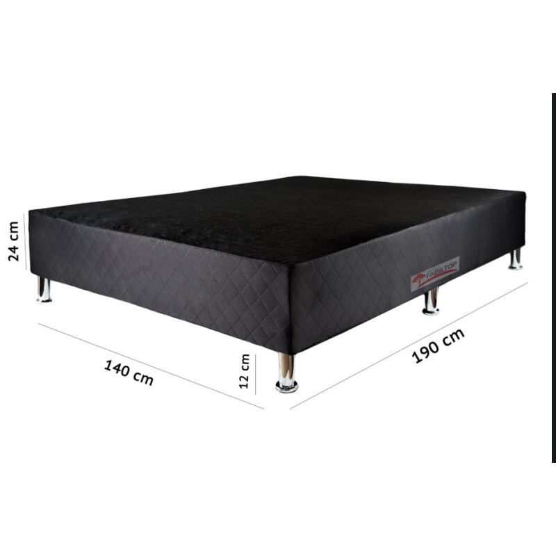 Box Para Sommier Capitoneado Con Patas Dos Plaza Negro Negro