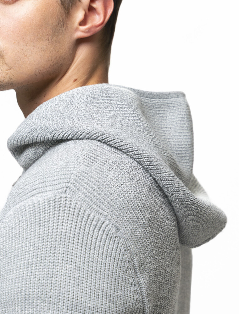 Campera Tejida con Capucha TRENTO Gris