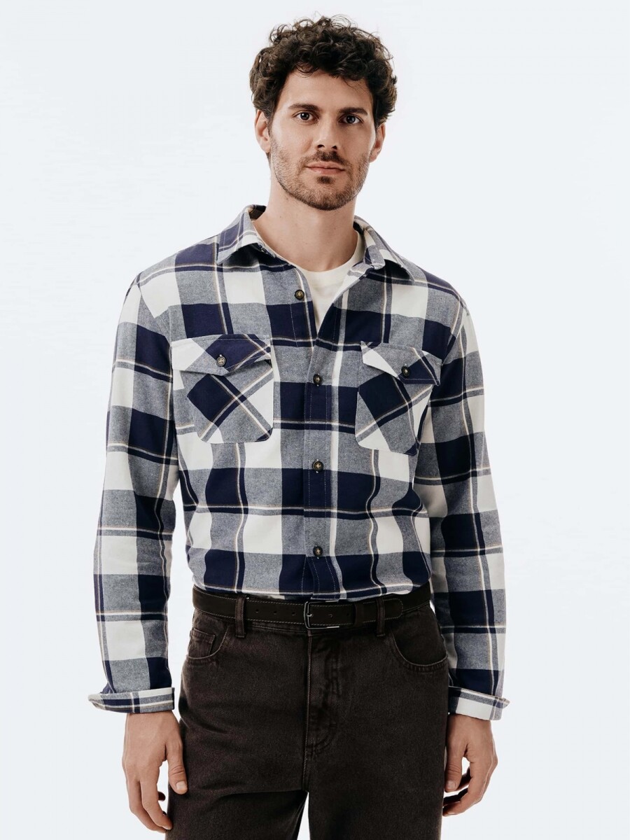 CAMISA MANGA LARGA DE RAYAS - AZUL 