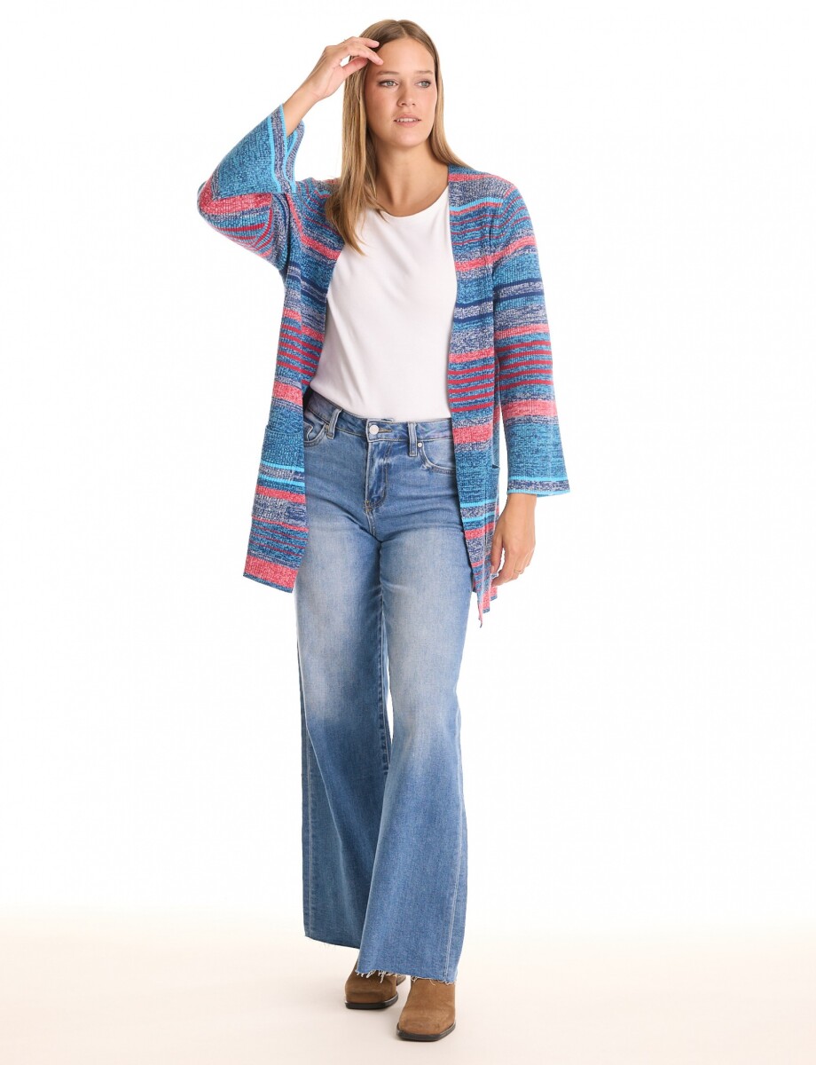 Cardigan Lineas - Azul/multi 
