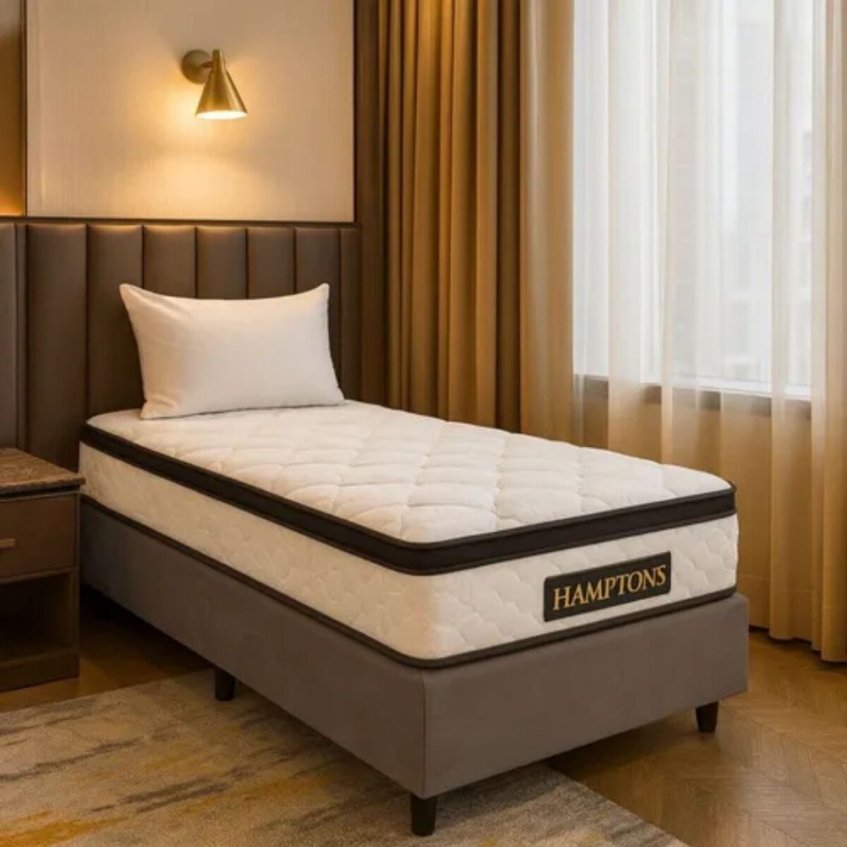 Sommier 1 Plaza Hamptons Mercury 90X190 - Gris 