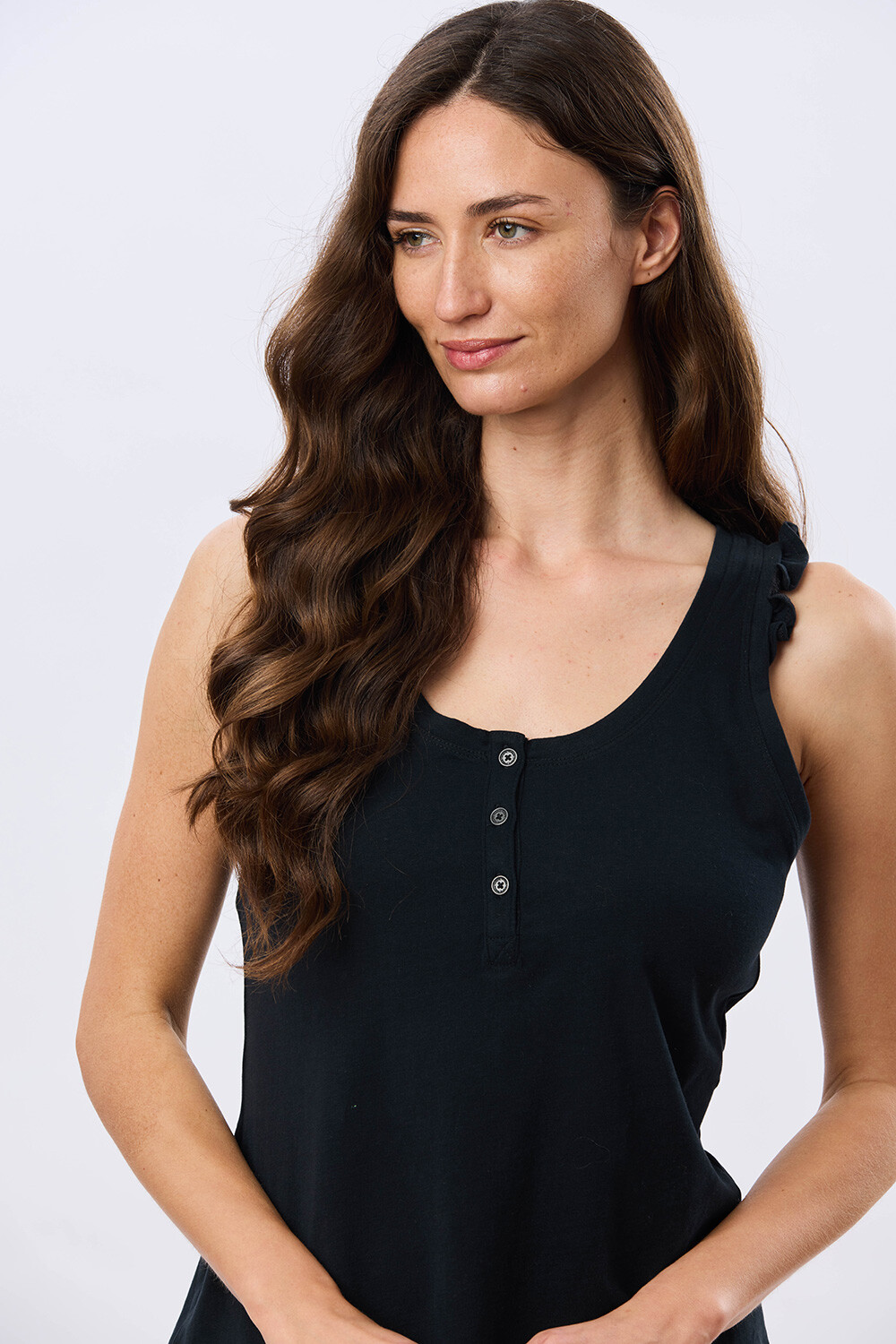 MUSCULOSA LISA DE ALGODÓN Negro