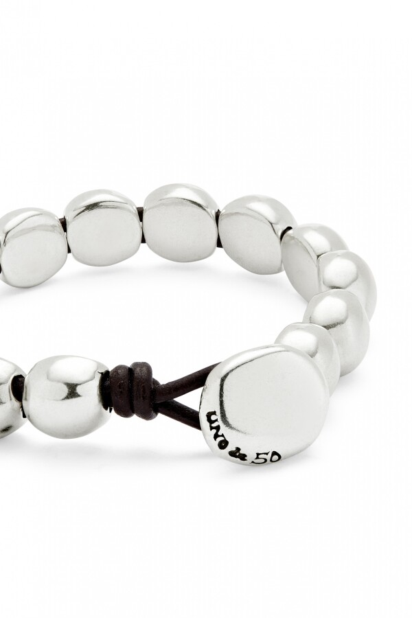 PULSERA CON CUENTAS PEQEÑAS DE ALEACIÓN DE METALES BAÑADAS EN PLATA DE LEY Pulsera