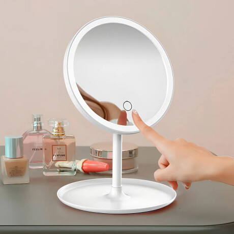Espejo redondo con base y luz led Sc