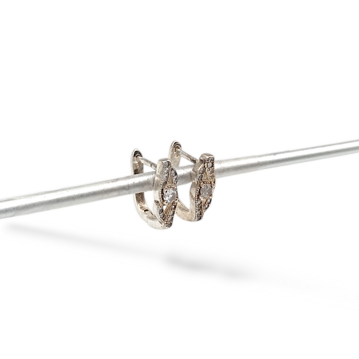 Caravanas Aros Vintage-Plata 925-Piedra Zirconia-CA3185 - conpiedra 