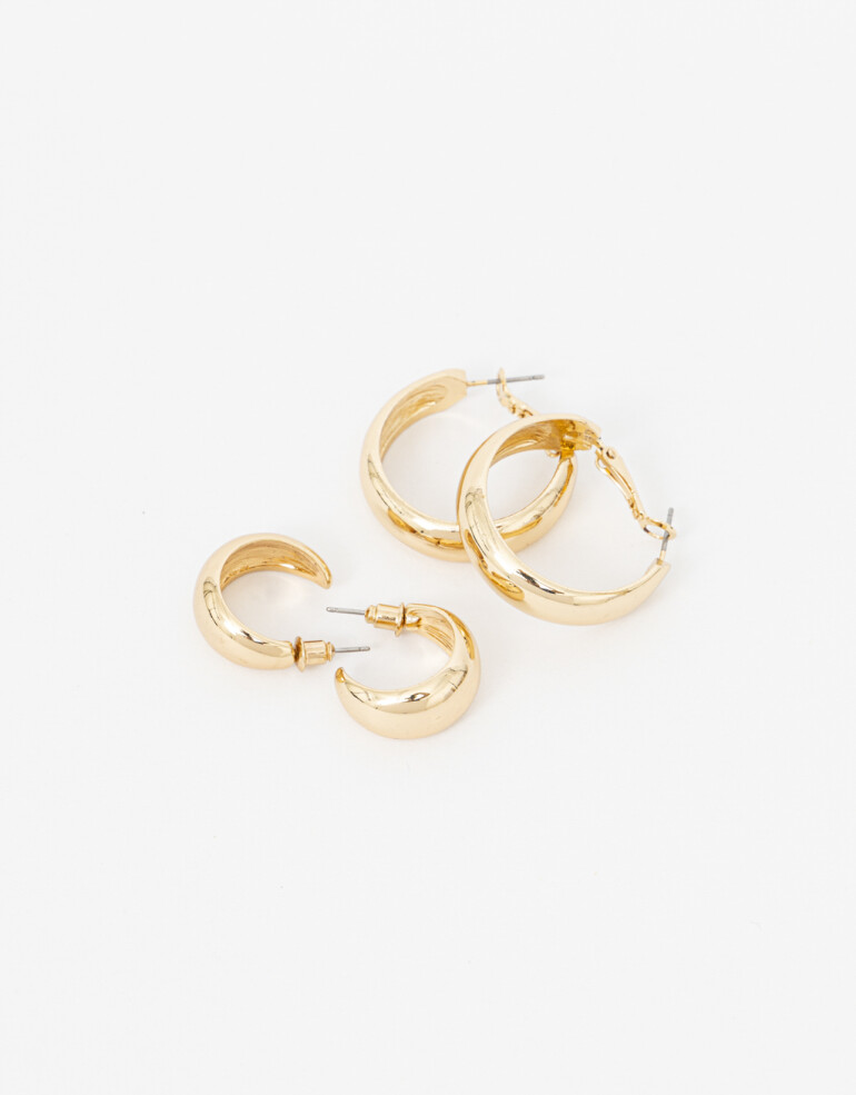 Aros Argollas Set Metal Set De Argollas Bold - Dorado