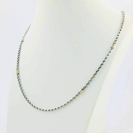 Gargantilla de plata 925 con detalles de double en oro 18Ktes. 50 cm. Gargantilla de plata 925 con detalles de double en oro 18Ktes. 50 cm.