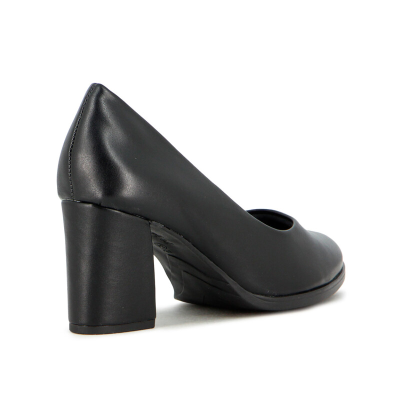 Comfortflex Zapato Taco Alto Cuadrado Con Texturta Negro
