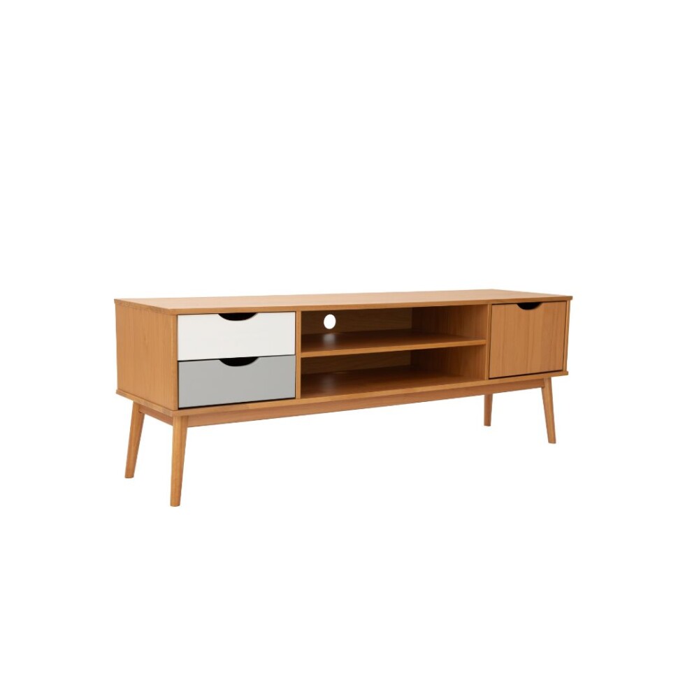 Rack para TV - Linea Nórdica Roble/Gris claro/Blanco