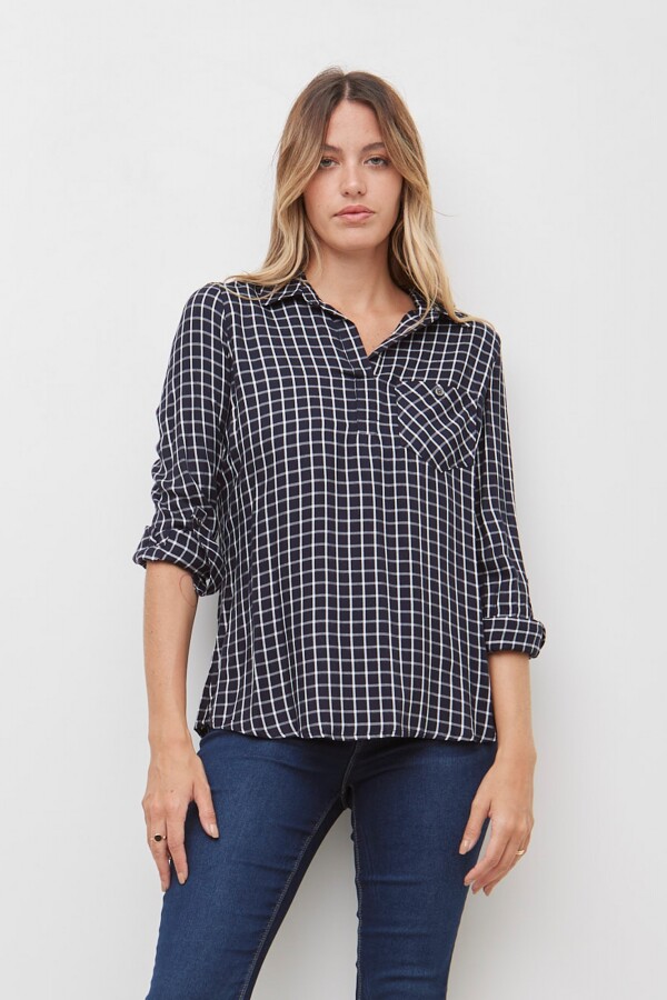 Blusa Cuadros AZUL/BLANCO