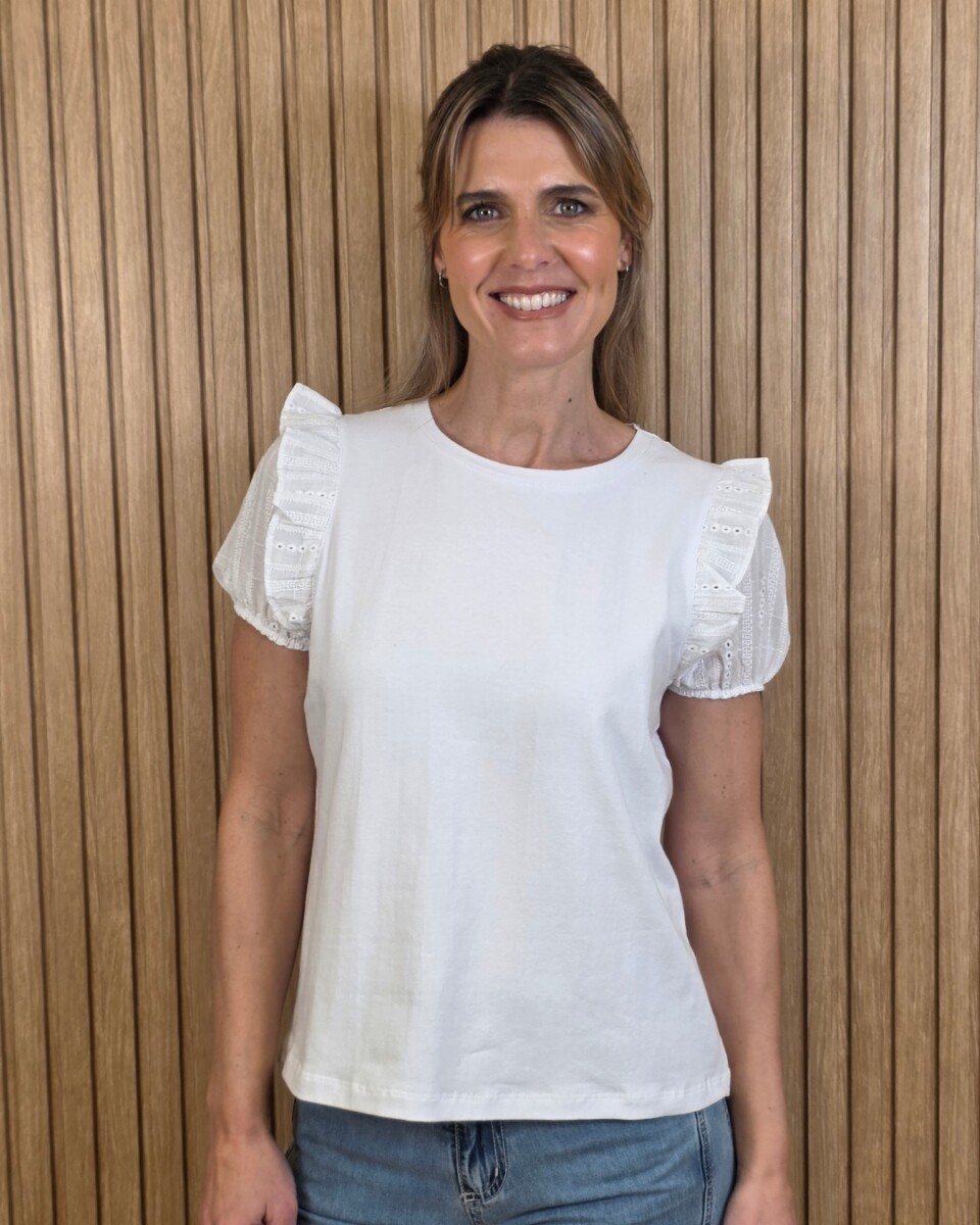 Remera Gales - Combinado Blanco con broderie 