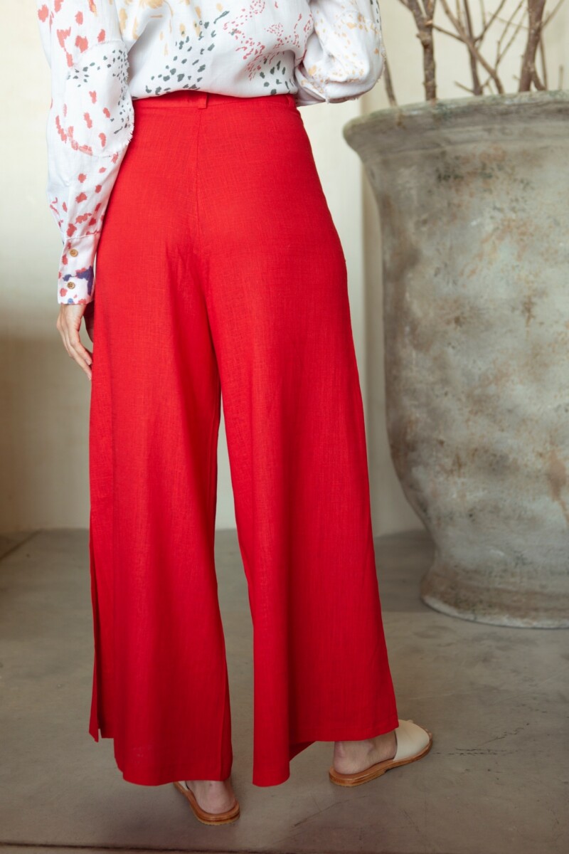 PANTALON WIDE DESFLECADO Rojo