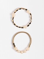 Set De Pulseras Elásticas Con Resina beige