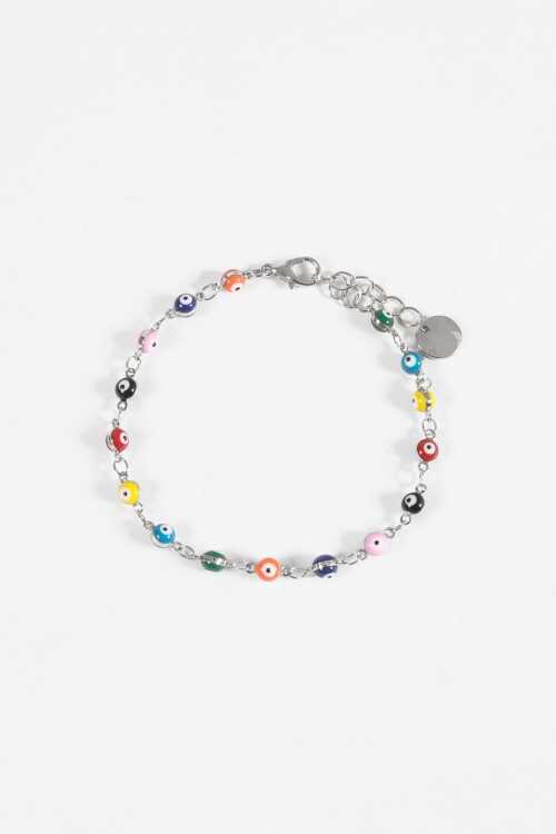 Pulsera ojitos plateado