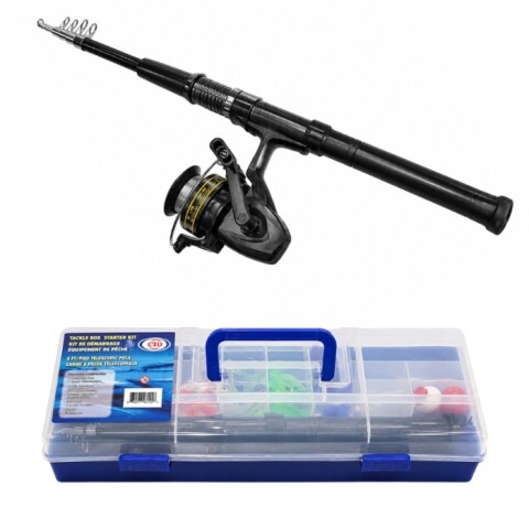 Kit de Pesca Infantil con Caña Telescópica, Reel, Caja y Accesorios Kit de Pesca Infantil con Caña Telescópica, Reel, Caja y Accesorios