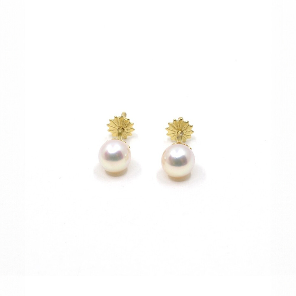 5.5 Mm Caravanas En Oro 18K Y Perlas De Cultivo 5.5 Mm Caravanas En Oro 18K Y Perlas De Cultivo
