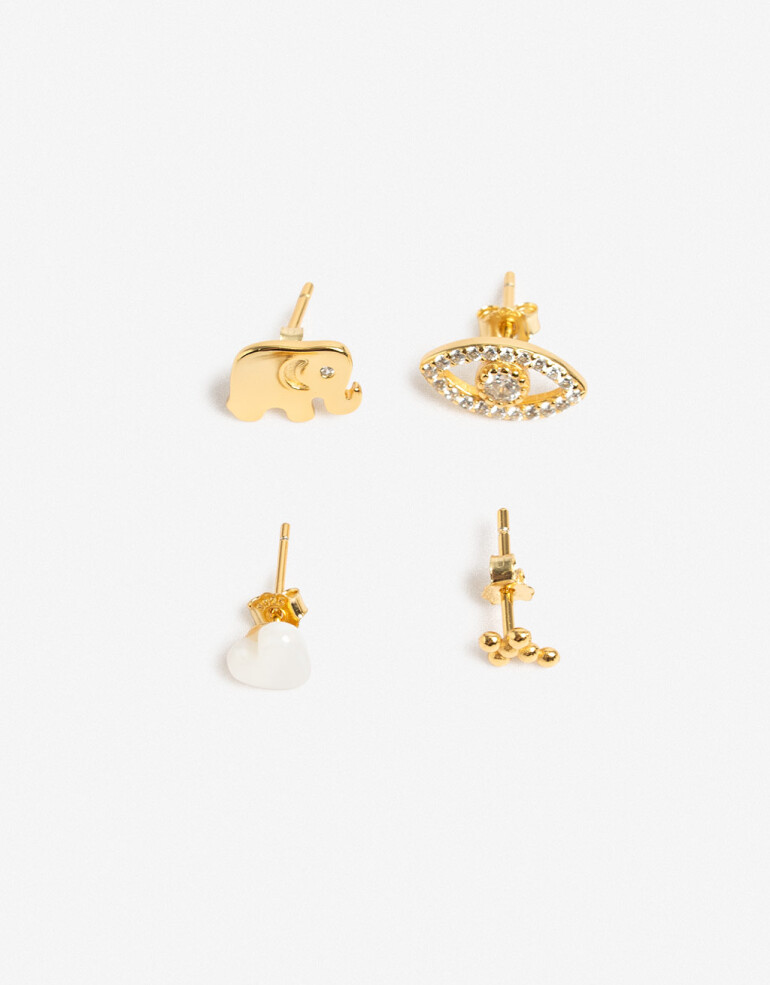 Aros Sets Metal Set De Aros Plata 925 - Dorado