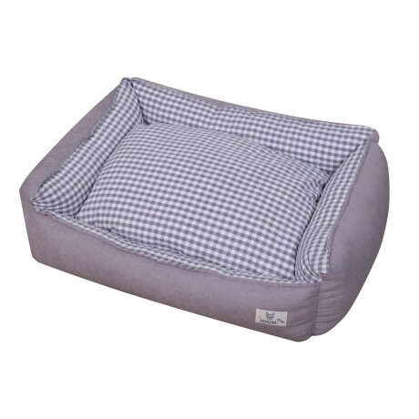 CAMA MASCOTAS TELA BLANCO CUADRILLÉ