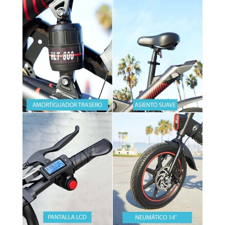 Bicicleta Eléctrica Plegable Gyroor C3 R14 para Adultos Negro