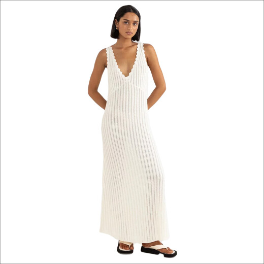 Vestido Rhythm Scallop Knit Maxi - Blanco Vestido Rhythm Scallop Knit Maxi - Blanco