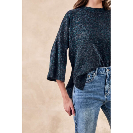 Sweater Manga Volados Lurex Negro