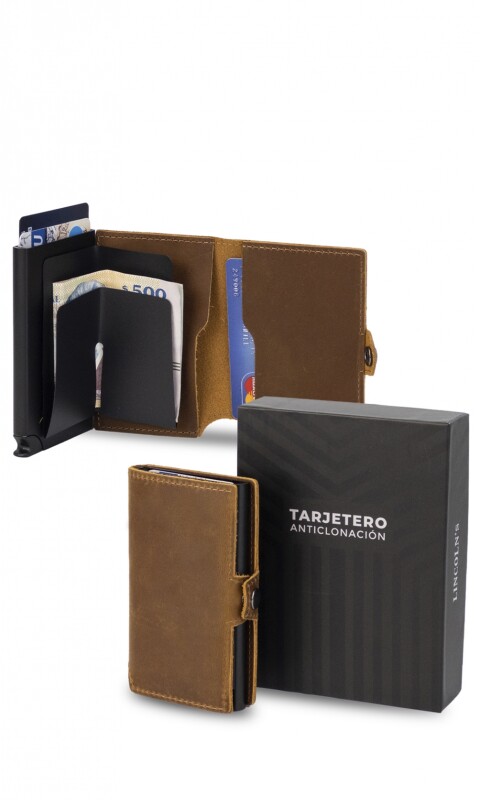 TARJETERO ANTICLONACIÓN CUERO SHAKESPEARE WHISKY