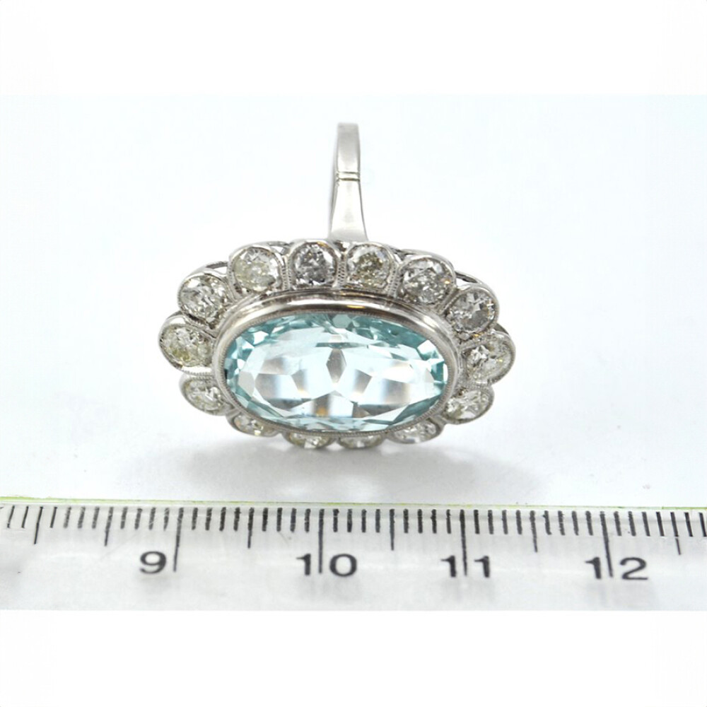 Anillo Platino Con Aguamarina Central Anillo Platino Con Aguamarina Central