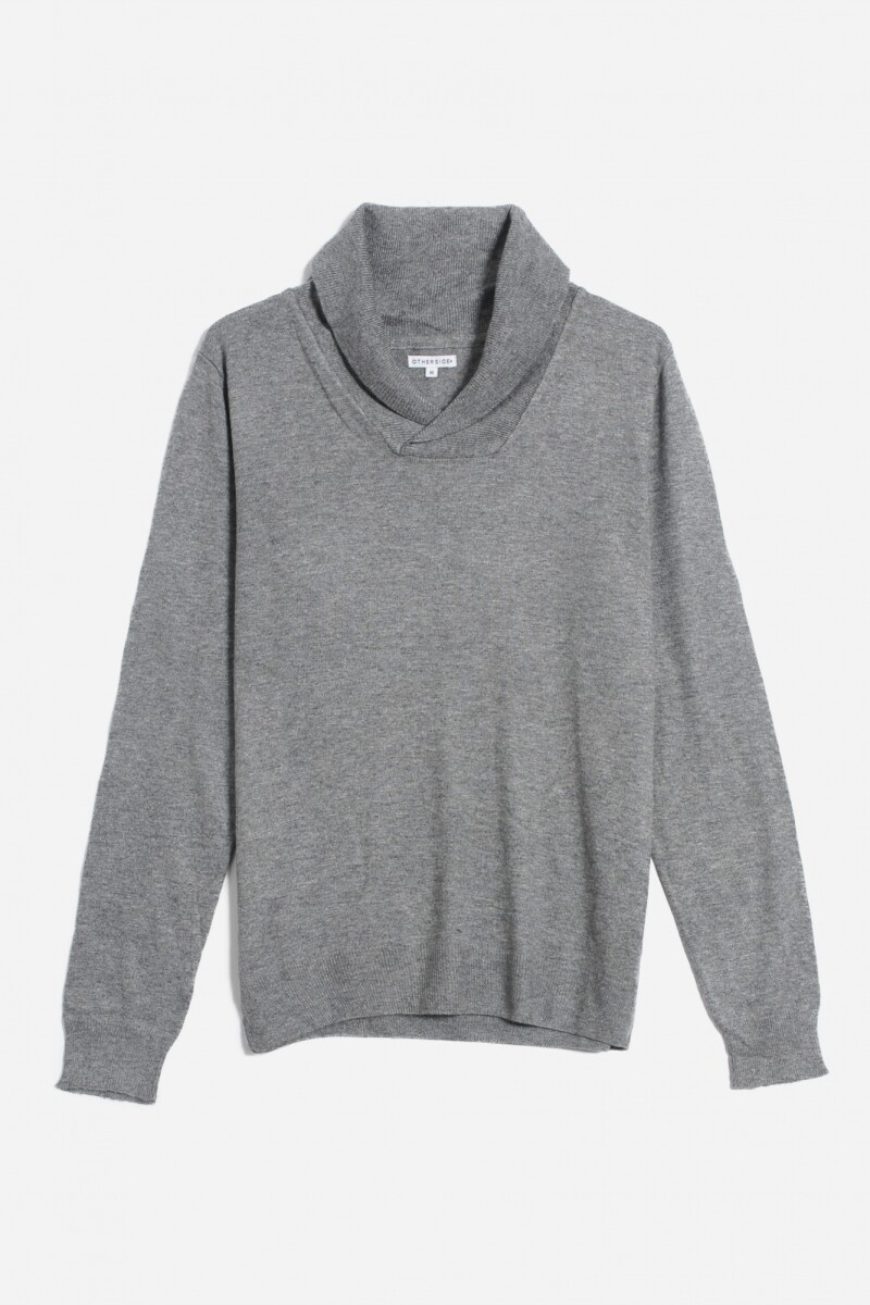 Sweater con cuello solapado - Gris 