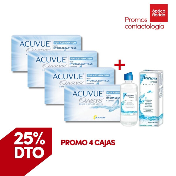 Acuvue Oasys Tórico - PROMO 4 Cajas + Renú Natura Acuvue Oasys Tórico - Promo 4 Cajas + Renú Natura