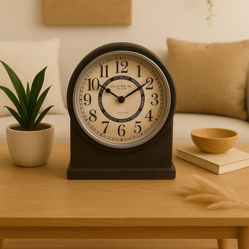 Reloj de Mesa Hierro d20x22x5.5cm Vintage Reloj de Mesa Hierro d20x22x5.5cm Vintage