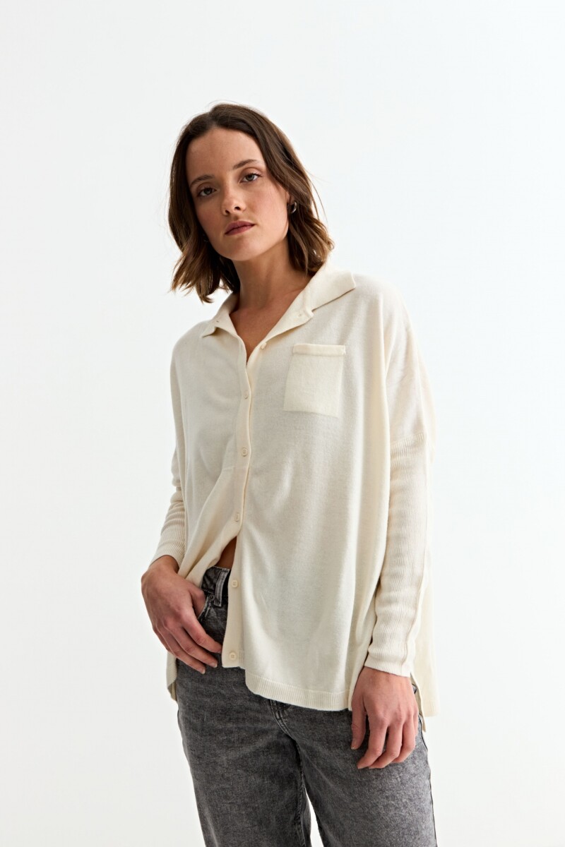Cardigan con bolsillos CREMA