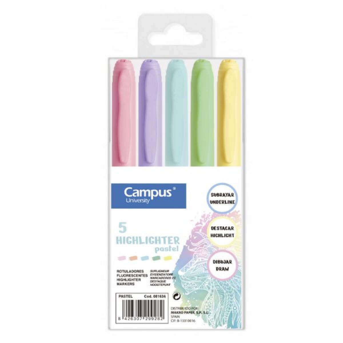 Resaltador Fino Campus Caja x5 Pastel 