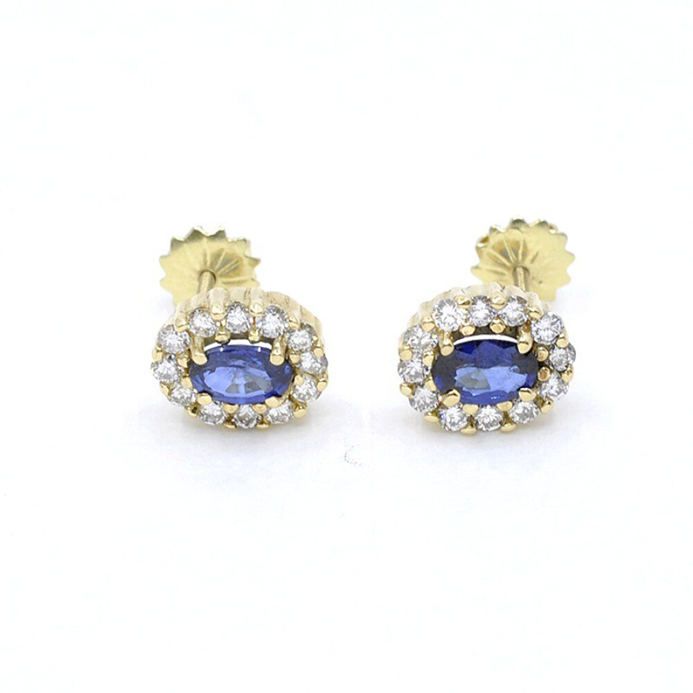 Caravanas En Oro 18K Con Zafiros Y Brillantes Caravanas En Oro 18K Con Zafiros Y Brillantes