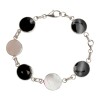 Pulsera circulos - Plata 925 - piedra nacar - piedra onix - PU3894 conpiedra