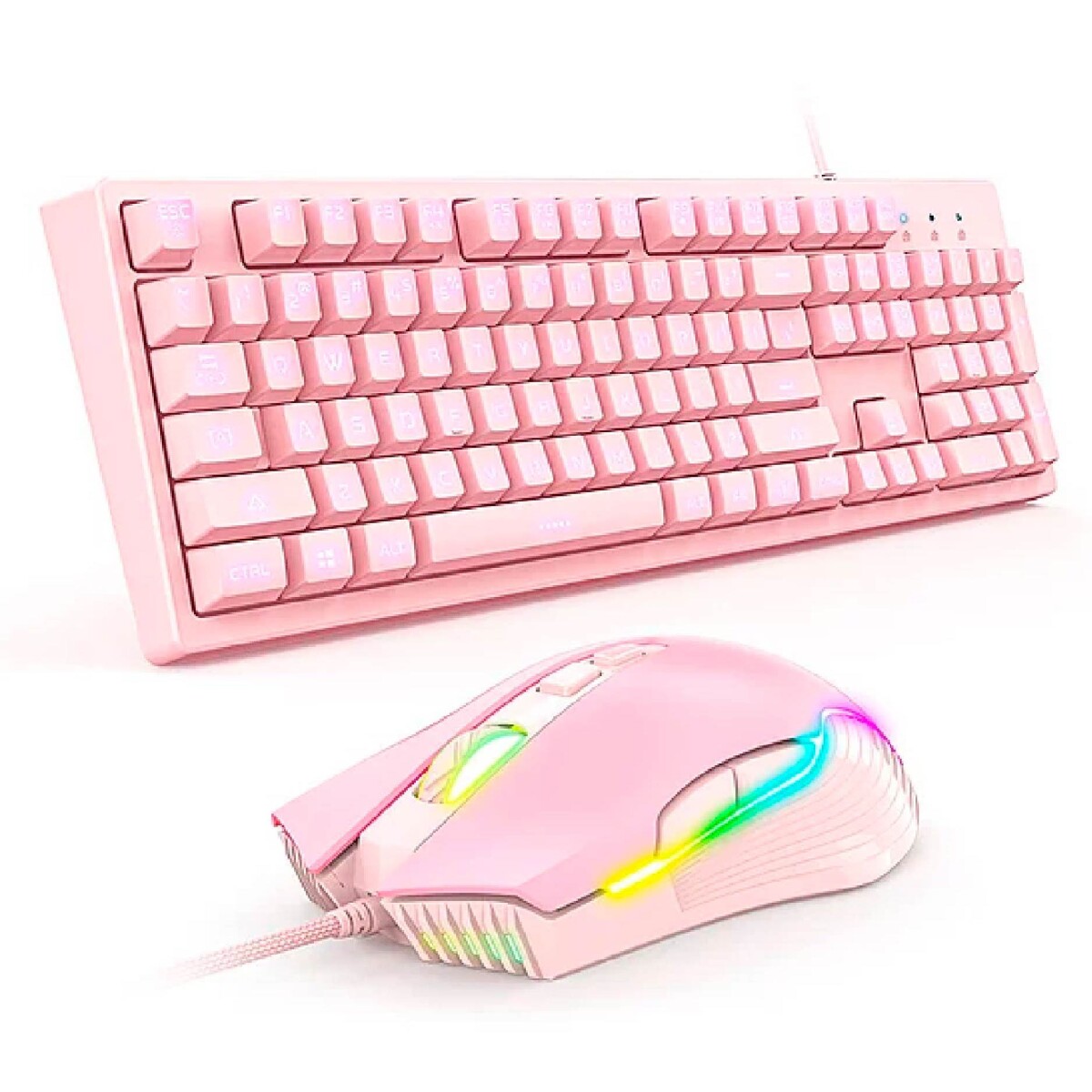 Kit Gamer Onikuma Teclado Led y Mouse Rgb USB - ROSA 