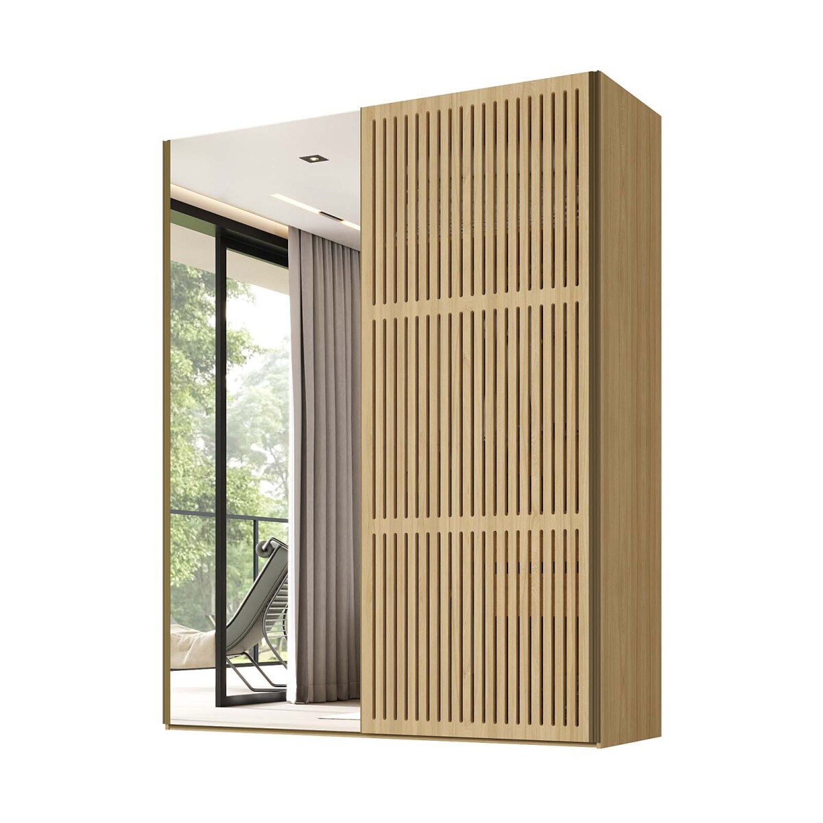 PLACARD NILO - 2 PUERTAS MDF NATURAL-BEIGE C/ZAPATERA 